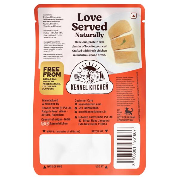 Kennel-Kitchen-Grain-Free-Wet-Cat-Food-for-Adults-and-Kittens-Chicken-in-Jelly-12-Pouches-12-x-80-GMS.jpg Kennel Kitchen Grain Free Wet Cat Food for Adults and Kittens, Chicken in Jelly, 12 Pouches (12 x 80 GMS)