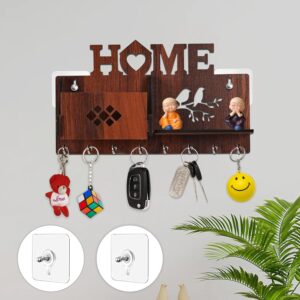 Key Holder for Home Without Drill with Storage | No Drilling Required | Home Keyholders with 8 Hooks with 2 Powerful Wall Hooks