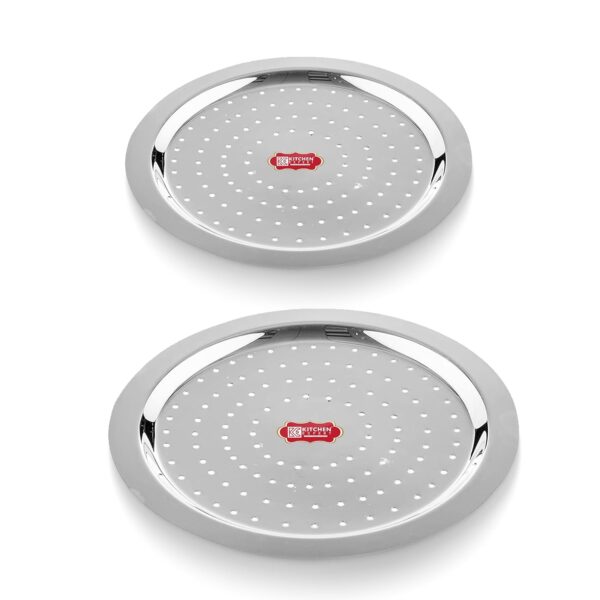 Kitchen Expert - Steel Hole Lid | Set of 2 Kitchen Expert - Steel Hole Lid | Set of 2 | Lid Covers for Utensils | Milk Cover Plate| Steel Jali Plate | Essential Set for Kitchen | Multipurpose