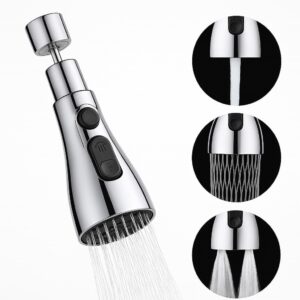 Kitchen Faucet Extender, Chrome Plated, 3-Mode Spray Head, Flexible Extension Kitchen Faucet Extender, Chrome Plated, 3-Mode Spray Head, Flexible Extension