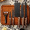 Kitchen Knife Set of 6Pcs, Marble Coated Professional Knife, Butcher Kitchen Knife Set of 6Pcs, Marble Coated Professional Knife, Butcher Knife, Chef Knife, Paring Knife, Utility Knife, Bread Knife and Peeler with Non-Slip Handle, Ideal for Kitchen & Restaurant