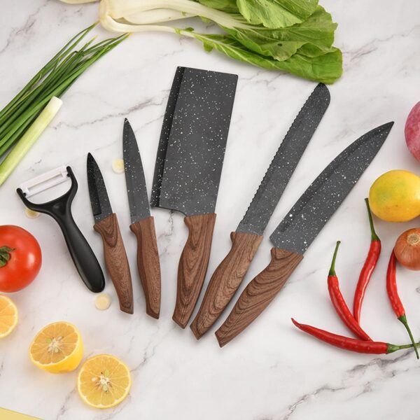 Kitchen-Knife-Set-of-6Pcs-Marble-Coated-Professional-Knife-Butcher-Knife-Chef-Knife-Paring-Knife-Utility-Knife-Bread-Knife-and-Peeler-with-Non-Slip-Handle-Ideal-for-Kitchen-Restaurant.jpg Kitchen Knife Set of 6Pcs, Marble Coated Professional Knife, Butcher Knife, Chef Knife, Paring Knife, Utility Knife, Bread Knife and Peeler with Non-Slip Handle, Ideal for Kitchen & Restaurant