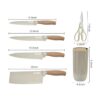 Kitchen Knife Set with Block, 6 Pieces, Stainless Steel Blades, Kitchen Knife Set with Block, 6 Pieces, Stainless Steel Blades, Wooden Finish Handle, Includes Chef, Utility Knife, Cleaver, Paring Knife, Kitchen Scissors