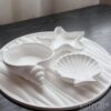Kitty Cat® Aesthetic Concrete Trinket Tray Set of 3 – Starfish, Conch & Shell | Handmade Off-White Jewelry Dish, Vanity Tray, Makeup Organizer, Candle Holder, Key Bowl & Home Décor Accent
