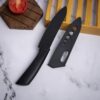 Knife Set for Kitchen Professional 3 Pieces High Carbon Stainless Steel Colour Printed Coated Chef Knife Utility Knife Cutting Knife Kitchen Knives with Ergonomic Handle (Black)