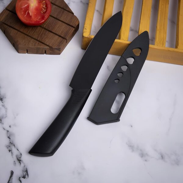 Knife Set for Kitchen Professional 3 Pieces High Carbon Stainless Steel Colour Printed Coated Chef Knife Utility Knife Cutting Knife Kitchen Knives with Ergonomic Handle (Black)