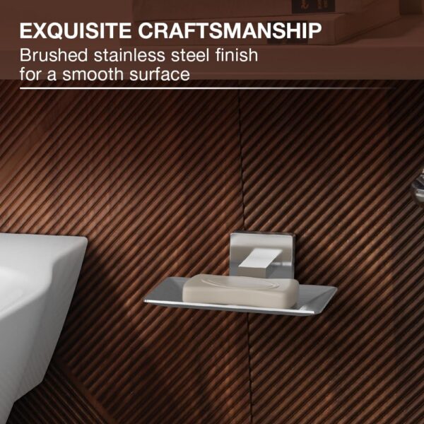 Kohler Soap Dish,SS304 Stainless Steel, 2 Years Warranty, Brushed Steel Finish, 12.3cm x 12.15cm x 4.65cm LBH, Easy to use Ergonomic Design, 23kg Load Bearing Capacity