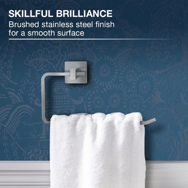 Kohler Towel Ring | SS304 Stainless Steel Bathroom Towel Ring | Corrosion Resistant, Anti-Fingerprint, Anti-Peel | Open Mouth Design for Easy Usage | 2 Years Warranty (Brushed Stainless Steel Finish)