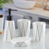 Kookee Ceramic Bathroom Accessories Set of 4, Modern Bath Set Kookee Ceramic Bathroom Accessories Set of 4, Modern Bath Set with Liquid handwash Soap Dispenser and Toothbrush Holder, Luxury Gift Accessory for Home, White/Black (10244)