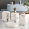 Kookee-Ceramic-Bathroom-Set-–-Stylish-4-Piece-Bath-Accessories-Kit-with-Soap-Dispenser-Toothbrush-Holder-Tumbler-Soap-Dish-–-Modern-Designer-Decor-for-Home-Guest-Bathrooms-WhiteGold-9898.jpg Kookee Ceramic Bathroom Set – Stylish 4 Piece Bath Accessories Kit with Soap Dispenser, Toothbrush Holder, Tumbler & Soap Dish – Modern & Designer Decor for Home & Guest Bathrooms, White/Gold (9898)