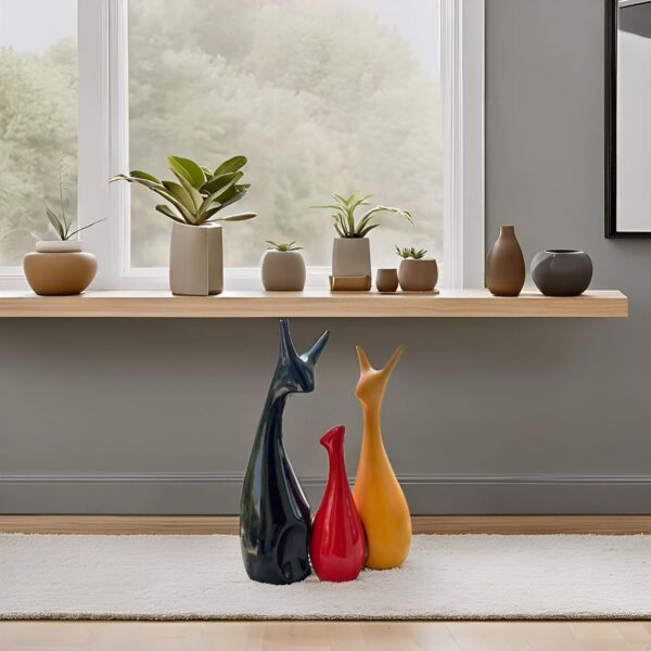 Kraftlik Handicrafts Ceramic Home Decor Lucky Deer Statue Family Piano Kraftlik Handicrafts Ceramic Home Decor Lucky Deer Statue Family Piano Finish Ceramic Figures - Deer Family (Set of 3) (Black-Red-Yellow)