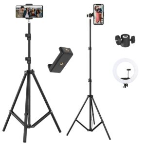 Kratos Premium 84 Inch (7 feet) Tripod Stand, Adjustable and Portable Design with Mobile Clip Holder Perfect for Ring Light, Photography, Videography & Live Streaming, Compatible with All Mobiles