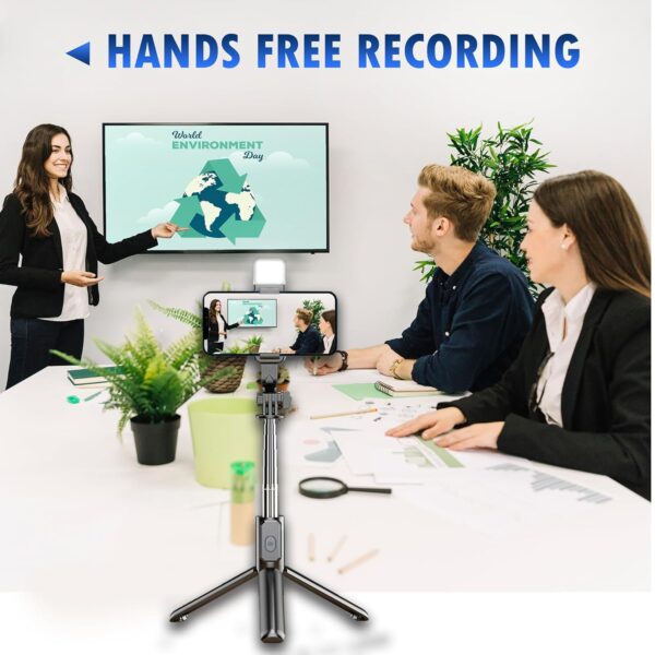 Kratos Upgraded 2026 Selfie Stick Tripod,100CM Length with Light, 3 in 1 Multifunctional Design,Rechargable LED Light with Two Brighness Levels for Make up,Selfie & Photo Shoot with Bluetooth Remote