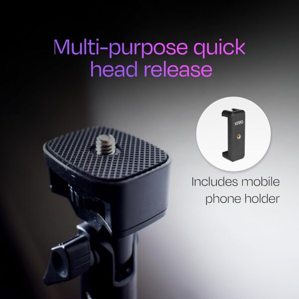 Kreo Stayble Tripod Stand with Mobile Phone Holder for Mobile Phone, Ring Lights & Camera Light, Camera Stand Tripod for Video Recording & Video Shooting, Black, 1.6m