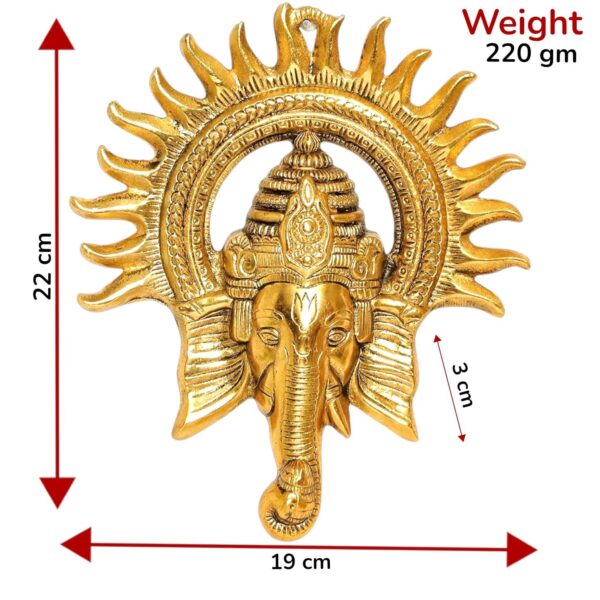 KridayKraft Metal Ganesha ji Statue,Ganpati Wall Hanging Sculpture Lord Ganesh Idol Lucky Feng Shui Wall Decor Your Home, Office,Religious Gift Article Decorative,Showpiece Figurines,20 Cm