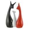Kuber Industries Ceramic Figurines Deer Family Showpiece|Deer Set for Home Kuber Industries Ceramic Figurines Deer Family Showpiece|Deer Set for Home Decor,Abstract Animal Statue (Black,Red,White)