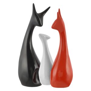 Kuber Industries Ceramic Figurines Deer Family Showpiece|Deer Set for Home Kuber Industries Ceramic Figurines Deer Family Showpiece|Deer Set for Home Decor,Abstract Animal Statue (Black,Red,White)