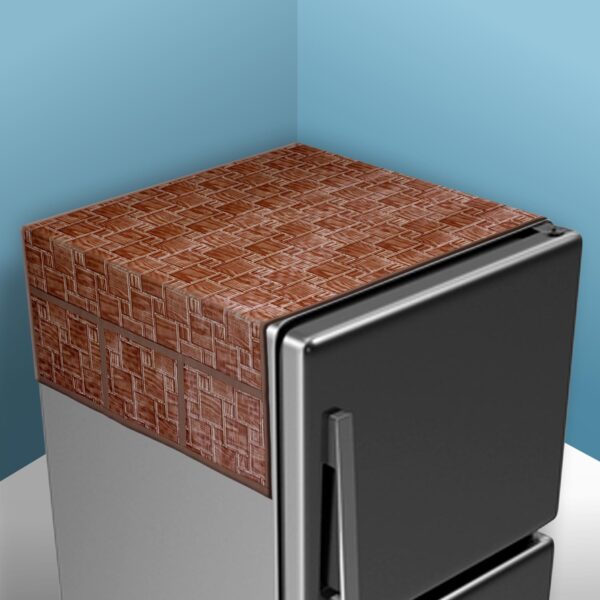 Kuber Industries Fridge Top Cover | Fridge Top Cover with Kuber Industries Fridge Top Cover | Fridge Top Cover with Pockets | Refrigerator Top Cover for Kitchen | Fridge Top Cover with 6 Utility Pockets | New Check Fridge Cover | Brown