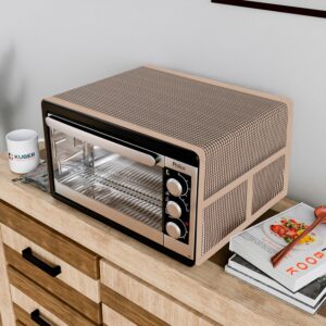 Kuber Industries Oven Top Cover | Non-Woven Microwave Oven Top Kuber Industries Oven Top Cover | Non-Woven Microwave Oven Top Cover with 4 Utility Pockets | Oven Cover for Kitchen Décor | Barik Check Oven Top Cover | Brown