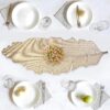 Kuber Industries Table Runner | Leather | Golden | Leaf Kuber Industries Table Runner | Leather | Golden | Leaf Pattern | 92x34x1 cm | Formal/Elegant