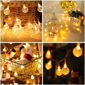 Kyraton 20 LED Solar Globe String Lights – Waterproof Outdoor Fairy Lights with 8 Modes | Warm White Decorative Lights for Garden, Patio, Balcony & Festive Decor