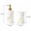 LAGET® Soap Dispenser with Toothbrush Holder Set – Marble Finish Plastic Bathroom Accessories | Liquid Soap Pump with Tumbler Cup | Gold Pump Countertop Organizer (2 Pieces) (White)