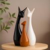 LIFEHAXTORE Home Decoration Lucky Deer Family Set | Piano Finish Ceramic Figures - (Set of 3, Black, White & Brown - Deer Family)