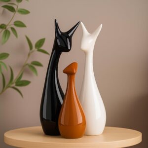 LIFEHAXTORE Home Decoration Lucky Deer Family Set | Piano Finish LIFEHAXTORE Home Decoration Lucky Deer Family Set | Piano Finish Ceramic Figures - (Set of 3, Black, White & Brown - Deer Family)