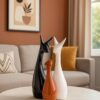 LIFEHAXTORE Home Decoration Lucky Deer Family Set | Piano Finish Ceramic Figures - (Set of 3, Black, White & Brown - Deer Family)