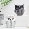 LIFEHAXTORE® Modern Classy Lucky Owl Handicraft Resin Art Figure Showpiece (Black and White, 2 Piece)