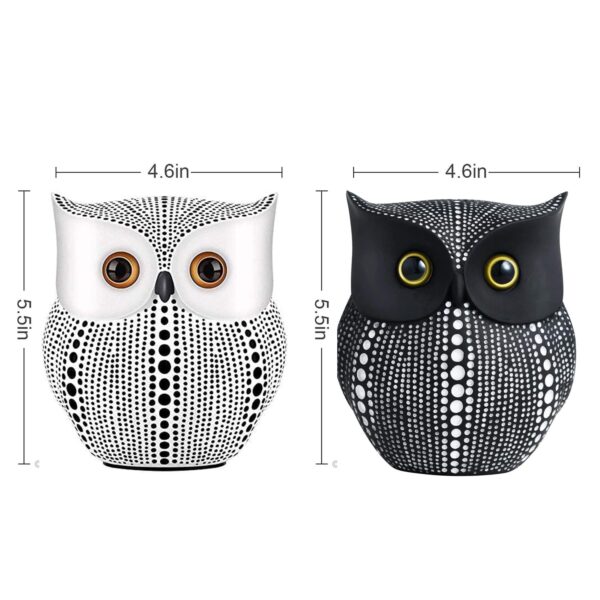 LIFEHAXTORE® Modern Classy Lucky Owl Handicraft Resin Art Figure Showpiece (Black and White, 2 Piece)