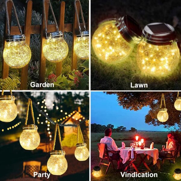 LITVERSE Outdoor Solar Hanging Crack Glass 30 LED Lights Waterproof Outdoor Garden Decor Patio Porch Garden Yard Backyard Balcony Lawn Tree Christmas Decor (Warm White)