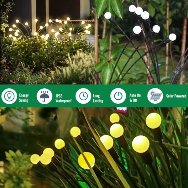 LITVERSE Solar Garden Lights, 16 LED Firefly Lights Solar Outdoor Waterproof Swaying Lights for Outside Fairy Garden Decor Yard Patio Pathway (Warm White)
