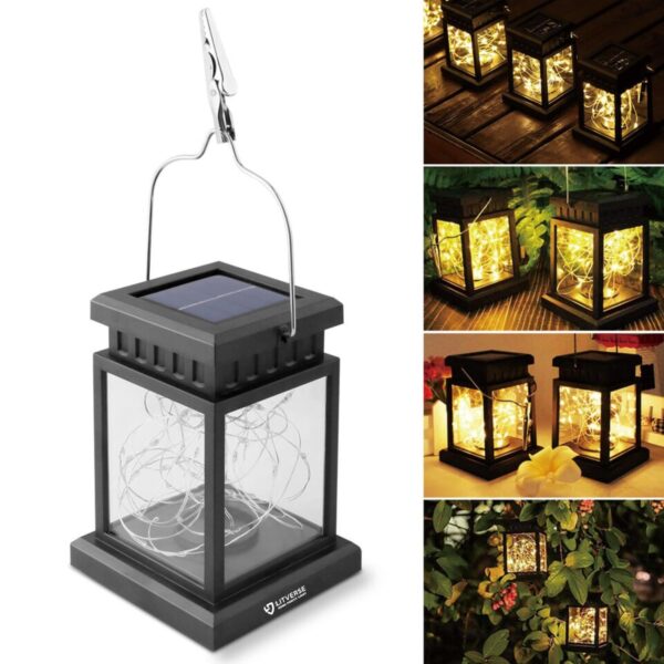 LITVERSE Solar Lanterns Outdoor Waterproof Hanging Lantern Lamp 30 LED Solar Tree Lights Outdoor, Solar Camping Lights, Lantern Decorative For Patio Yard Camping Garden Christmas Decor(1 Pack),White