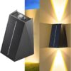LITVERSE Solar Outdoor Wall Lights Up and Down 2 LED Outdoor Lamp Solar Wall Lights,IP65 Waterproof Patio Wall Light, Solar Exterior Lights for House Garage Garden (Warm White) Plastic