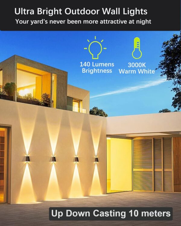 LITVERSE Solar Outdoor Wall Lights Up and Down 2 LED Outdoor Lamp Solar Wall Lights,IP65 Waterproof Patio Wall Light, Solar Exterior Lights for House Garage Garden (Warm White) Plastic