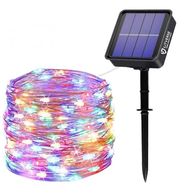LITVERSE Solar String Lights Outdoor Waterproof Fairy Lights Outdoor 8 LITVERSE Solar String Lights Outdoor Waterproof Fairy Lights Outdoor 8 Mode Led Solar Outdoor Lights Tree Lights Waterproof Copper Wire Lights for Tree Garden Yard(Multicolor)