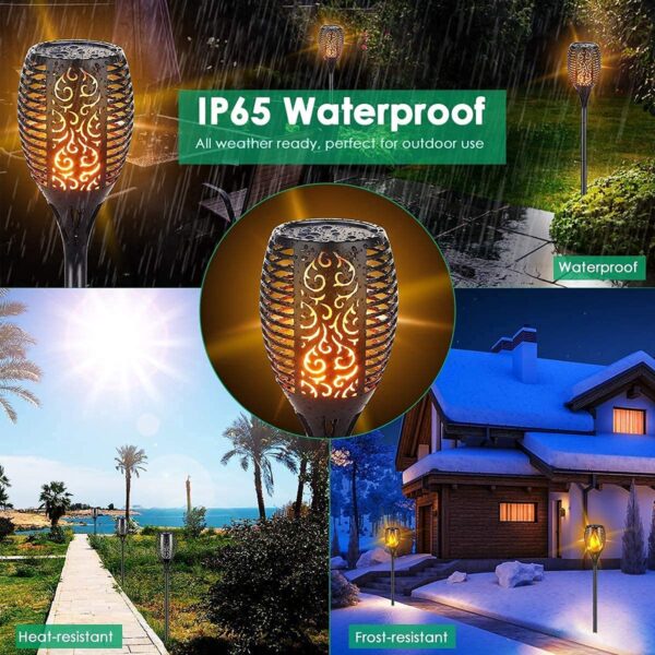 LITVERSE Solar Torch Light with Flickering Flame | 3 Modes LITVERSE Solar Torch Light with Flickering Flame | 3 Modes | Solar Powered Waterproof LED Flame Lamp | Auto On/Off Outdoor Garden Light for Patio, Pathway, Yard – Set of 1 (Black)