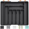Lifewit Utensil Organizer for Kitchen Drawer, Expandable Cooking Silverware Tray, Adjustable Cutlery Flatware Holder, Plastic Spatula Tools Storage Divider, 13-22.4 x 15", Black
