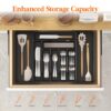 Lifewit Utensil Organizer for Kitchen Drawer, Expandable Cooking Silverware Tray, Adjustable Cutlery Flatware Holder, Plastic Spatula Tools Storage Divider, 13-22.4 x 15", Black