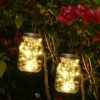 Litverse Hanging Solar Mason Jar Light, 20LEDs with Jar and Litverse Hanging Solar Mason Jar Light, 20LEDs with Jar and Hanger, IP65 Waterproof Decorative Solar Lantern Table Light for Outdoor Lawn Home Garden Yard Patio Decor, Warm White - Pack 1