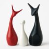 Lucky Cat Family Set of 3 Showpiece for Home Decor | Black, White & Red Resin Decorative Items for Living Room | Aesthetic Room Decor, Gifts & Interior Decoration