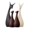 Lucky Deer Family Set | Family of Four Statues Matte Lucky Deer Family Set | Family of Four Statues Matte Finish Ceramic Sculptures | Home Decoration | Figurine Accessories Pack of 4 (Black, Beige & Brown)