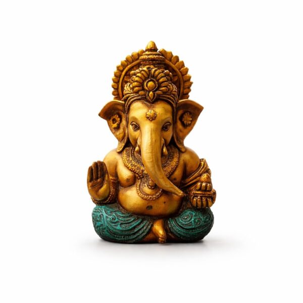 Luxaro mart Golden Ganesh Idol Murti for Car Dashboard, Home Mandir & Office Desk | 3.3 Inch Ganesha | Premium Gold Finish Ganpati Idol for Home Decor, Gift & Pooja