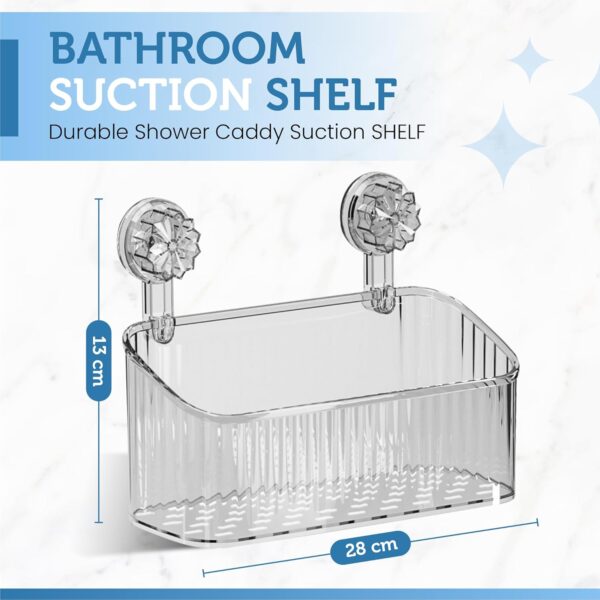 Luxura Bathroom Organiser Without Drill Suction Shelf No Drill No Adhesive Suction Use Installation Pack of 2pcs