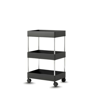 MASHUR FAB Multi Trolly Multipurpose Portable Storage Floor Standing Or Tabletop Rack|Trolley with Wheels for Kitchen Storage, Tiered Shelf (Stainless Steel, 3 Tier)