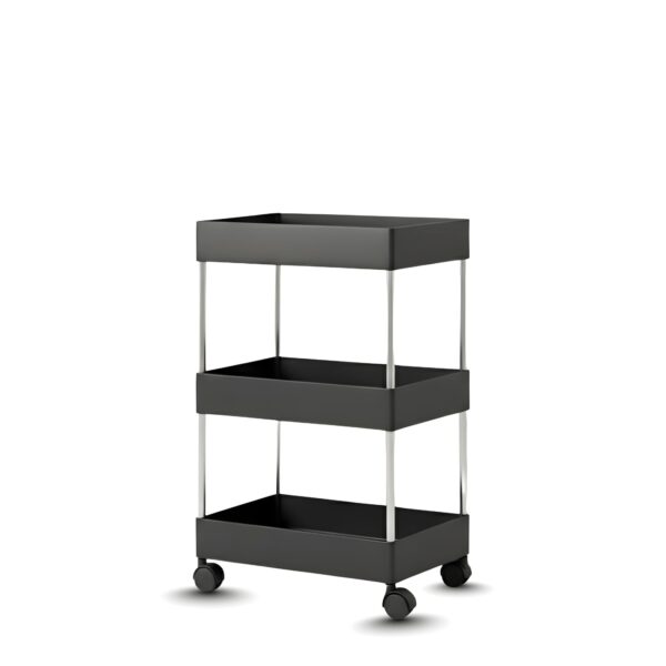 MASHUR FAB Multi Trolly Multipurpose Portable Storage Floor Standing Or Tabletop Rack|Trolley with Wheels for Kitchen Storage, Tiered Shelf (Stainless Steel, 3 Tier)