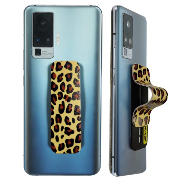MO-GRIP Tabletop Finger Grip Selfie Holder & Mobile Stand for iPhones & Android Smartphones - Cheetah