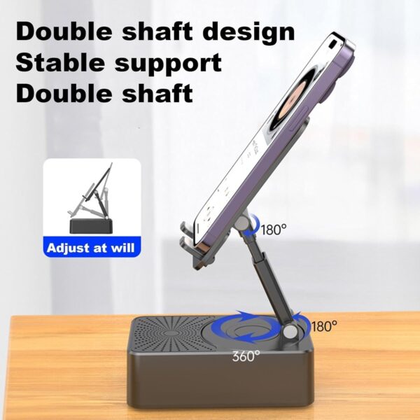 MORADIYA Fresh Cell Phone Stand with Wireless Bluetooth Speaker| Mobile Stand with Rotating 360-degree| Foldable Mobile Phone Desk Holder| Wireless Speaker with Stand - 3 in 1 Mobile Phone Holder