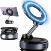 Magnetic Phone Holder with Vacuum Suction Cup | Strong Locking Suction, 360° Adjustable Swivel Mount | Hands-Free Mobile Stand for Car Dashboard, Mirror, Kitchen, Gym & Smooth Surfaces
